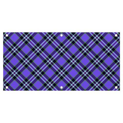 Blue Tartan Plaid 1 Diagonal Banner and Sign 4  x 2  from ArtsNow.com Front