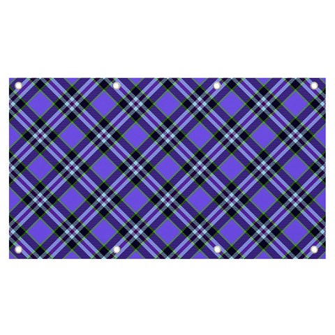 Blue Tartan Plaid 1 Diagonal Banner and Sign 7  x 4  from ArtsNow.com Front