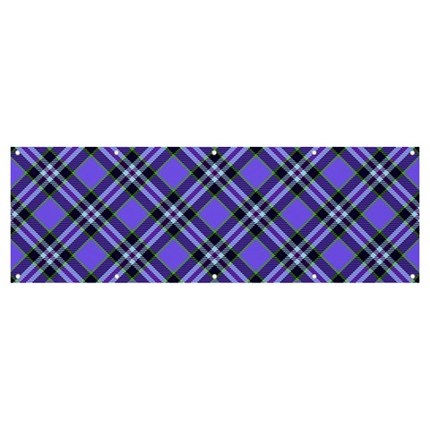 Blue Tartan Plaid 1 Diagonal Banner and Sign 12  x 4  from ArtsNow.com Front