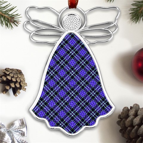 Blue Tartan Plaid 1 Diagonal Metal Loving Angel Silver  from ArtsNow.com Front