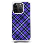 Blue Tartan Plaid 1 Diagonal iPhone 14 Pro TPU UV Print Case