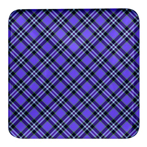 Blue Tartan Plaid 1 Diagonal Square Glass Fridge Magnet (4 pack) from ArtsNow.com Front