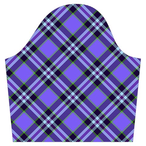 Blue Tartan Plaid 1 Diagonal Trumpet Sleeve Cropped Top from ArtsNow.com Sleeve Right