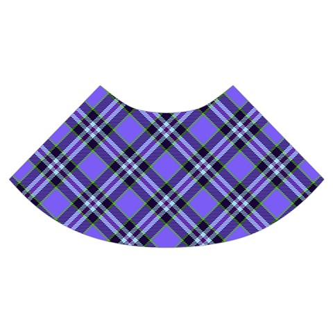 Blue Tartan Plaid 1 Diagonal Trumpet Sleeve Cropped Top from ArtsNow.com Cuff Right