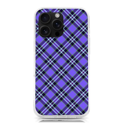 Blue Tartan Plaid 1 Diagonal iPhone 16 Pro Max TPU UV Print Case from ArtsNow.com Front