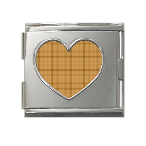 Autumn Fall Plaid Tartan 1 Mega Link Heart Italian Charm (18mm) from ArtsNow.com Front