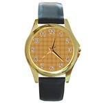 Autumn Fall Plaid Tartan 1 Round Gold Metal Watch