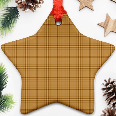 Autumn Fall Plaid Tartan 1 Star Ornament (Two Sides) from ArtsNow.com Front