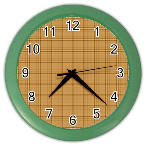 Autumn Fall Plaid Tartan 1 Color Wall Clock from ArtsNow.com Front