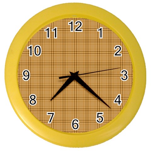 Autumn Fall Plaid Tartan 1 Color Wall Clock from ArtsNow.com Front