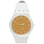 Autumn Fall Plaid Tartan 1 Round Plastic Sport Watch (M)