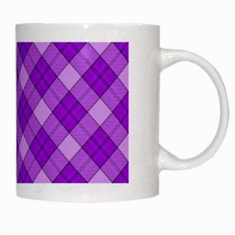 Purple Plaid Tartan 3 Diagonal (2) White Mug from ArtsNow.com Right