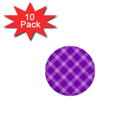 Purple Plaid Tartan 3 Diagonal (2) 1  Mini Buttons (10 pack)  from ArtsNow.com Front