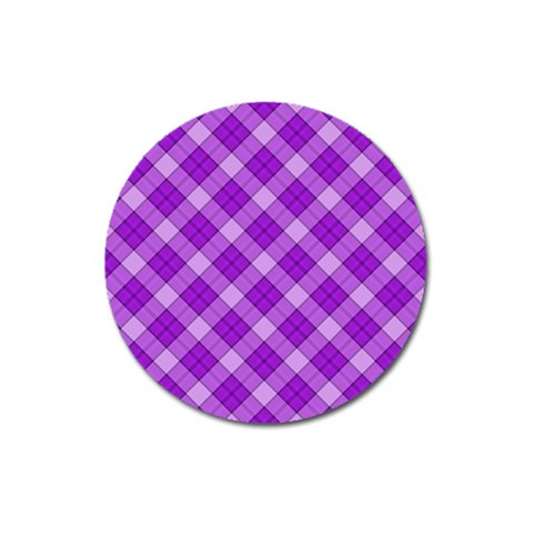 Purple Plaid Tartan 3 Diagonal (2) Magnet 3  (Round) from ArtsNow.com Front