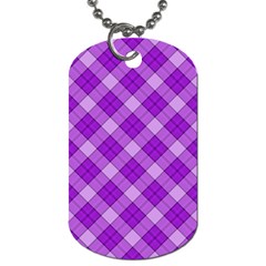 Purple Plaid Tartan 3 Diagonal (2) Dog Tag (Two Sides) from ArtsNow.com Front