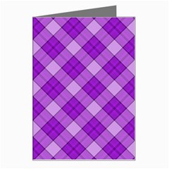 Purple Plaid Tartan 3 Diagonal (2) Greeting Card from ArtsNow.com Left