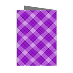 Purple Plaid Tartan 3 Diagonal (2) Mini Greeting Card from ArtsNow.com Right