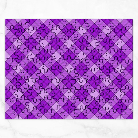 Purple Plaid Tartan 3 Diagonal (2) Rectangular Jigsaw Puzzl from ArtsNow.com Front