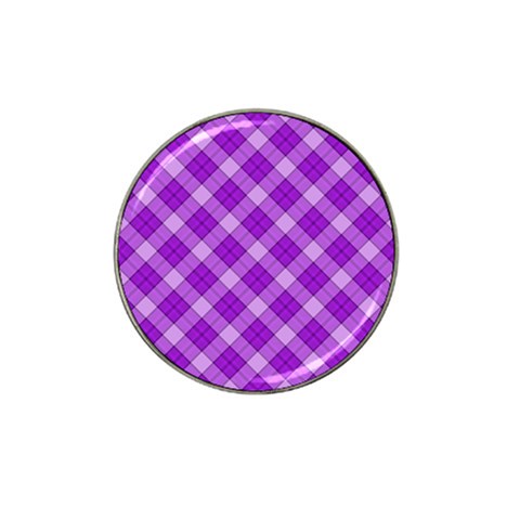 Purple Plaid Tartan 3 Diagonal (2) Hat Clip Ball Marker from ArtsNow.com Front