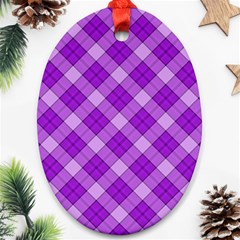 Purple Plaid Tartan 3 Diagonal (2) Oval Ornament (Two Sides) from ArtsNow.com Front