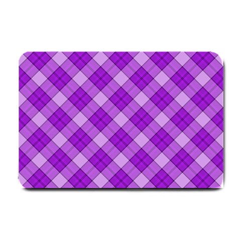 Purple Plaid Tartan 3 Diagonal (2) Small Doormat from ArtsNow.com 24 x16  Door Mat