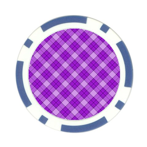 Purple Plaid Tartan 3 Diagonal (2) Poker Chip Card Guard from ArtsNow.com Front