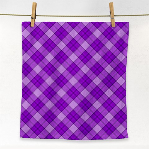 Purple Plaid Tartan 3 Diagonal (2) Face Towel from ArtsNow.com Front