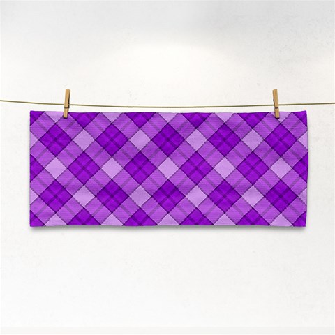 Purple Plaid Tartan 3 Diagonal (2) Hand Towel from ArtsNow.com Front