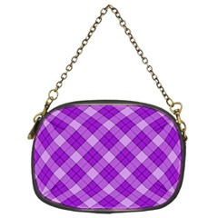 Purple Plaid Tartan 3 Diagonal (2) Chain Purse (Two Sides) from ArtsNow.com Front