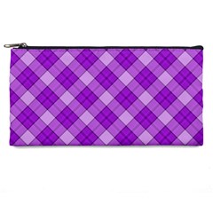 Purple Plaid Tartan 3 Diagonal (2) Pencil Cases from ArtsNow.com Front