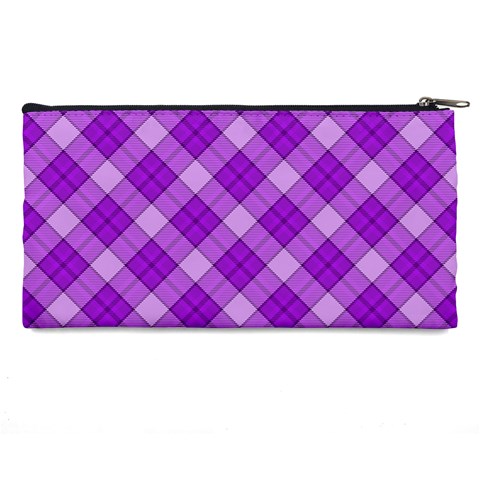 Purple Plaid Tartan 3 Diagonal (2) Pencil Cases from ArtsNow.com Back