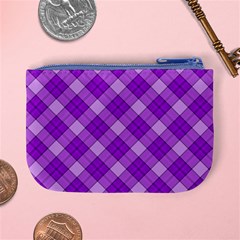 Purple Plaid Tartan 3 Diagonal (2) Mini Coin Purse from ArtsNow.com Back