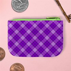 Purple Plaid Tartan 3 Diagonal (2) Mini Coin Purse from ArtsNow.com Back