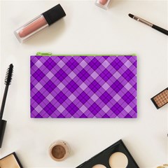 Purple Plaid Tartan 3 Diagonal (2) Cosmetic Bag (Small) from ArtsNow.com Front