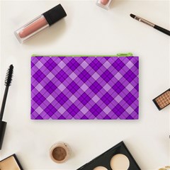 Purple Plaid Tartan 3 Diagonal (2) Cosmetic Bag (Small) from ArtsNow.com Back