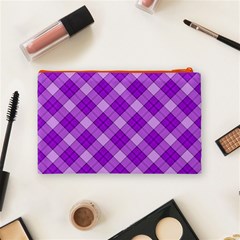 Purple Plaid Tartan 3 Diagonal (2) Cosmetic Bag (Medium) from ArtsNow.com Back