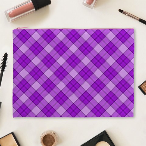 Purple Plaid Tartan 3 Diagonal (2) Cosmetic Bag (XL) from ArtsNow.com Front