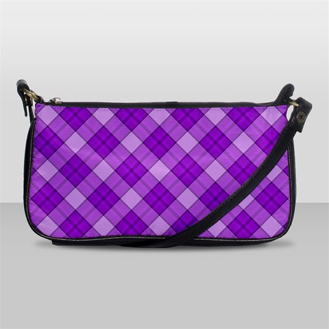 Purple Plaid Tartan 3 Diagonal (2) Leather Shoulder Clutch Bag from ArtsNow.com Front