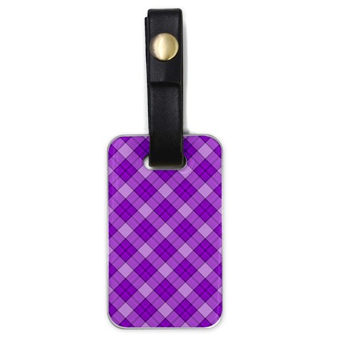 Purple Plaid Tartan 3 Diagonal (2) Luggage Tag (one side) from ArtsNow.com Front