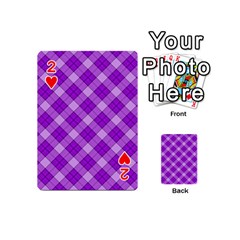 Purple Plaid Tartan 3 Diagonal (2) Playing Cards 54 Designs (Mini) from ArtsNow.com Front - Heart2