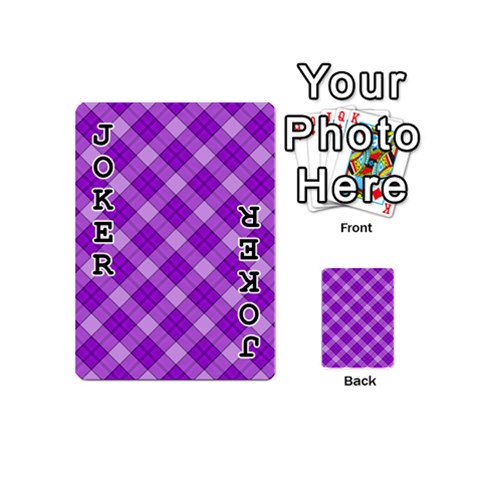 Purple Plaid Tartan 3 Diagonal (2) Playing Cards 54 Designs (Mini) from ArtsNow.com Front - Joker1