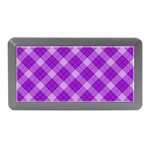 Purple Plaid Tartan 3 Diagonal (2) Memory Card Reader (Mini) from ArtsNow.com Front