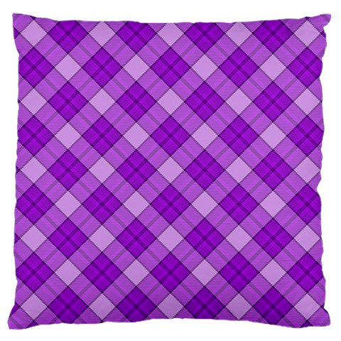 Purple Plaid Tartan 3 Diagonal (2) Large Cushion Case (One Side) from ArtsNow.com Front