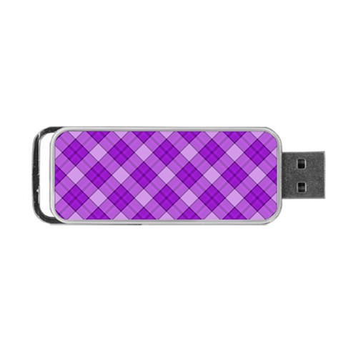 Purple Plaid Tartan 3 Diagonal (2) Portable USB Flash (Two Sides) from ArtsNow.com Back