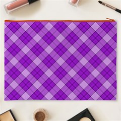 Purple Plaid Tartan 3 Diagonal (2) Cosmetic Bag (XXXL) from ArtsNow.com Back