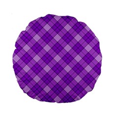 Purple Plaid Tartan 3 Diagonal (2) Standard 15  Premium Round Cushions from ArtsNow.com Front