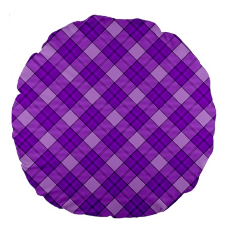 Purple Plaid Tartan 3 Diagonal (2) Large 18  Premium Round Cushions from ArtsNow.com Back