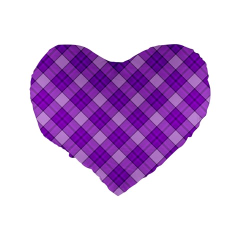 Purple Plaid Tartan 3 Diagonal (2) Standard 16  Premium Heart Shape Cushions from ArtsNow.com Back