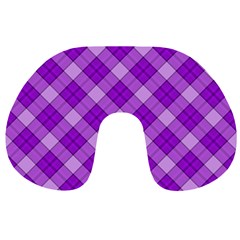 Purple Plaid Tartan 3 Diagonal (2) Travel Neck Pillow from ArtsNow.com Front