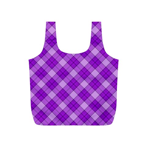 Purple Plaid Tartan 3 Diagonal (2) Full Print Recycle Bag (S) from ArtsNow.com Back